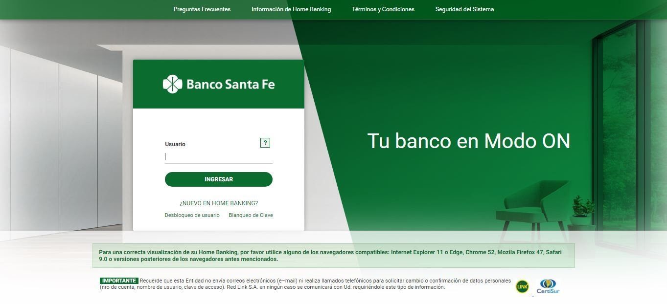 Como Hacer Home Banking Banco Santa Fe